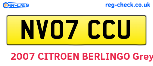 NV07CCU are the vehicle registration plates.