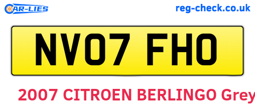NV07FHO are the vehicle registration plates.