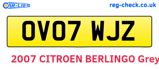 OV07WJZ are the vehicle registration plates.
