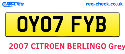 OY07FYB are the vehicle registration plates.