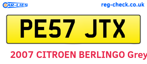 PE57JTX are the vehicle registration plates.