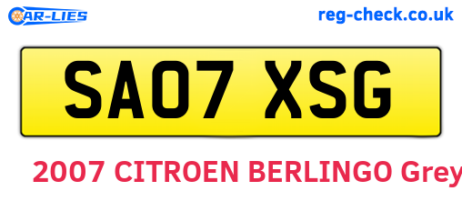 SA07XSG are the vehicle registration plates.
