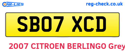 SB07XCD are the vehicle registration plates.