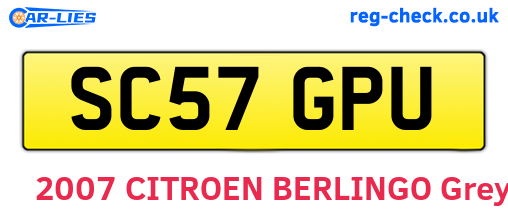 SC57GPU are the vehicle registration plates.