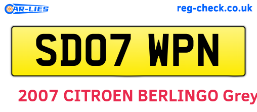 SD07WPN are the vehicle registration plates.
