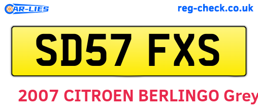 SD57FXS are the vehicle registration plates.