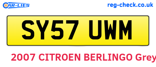 SY57UWM are the vehicle registration plates.