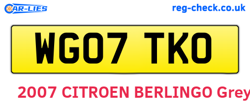 WG07TKO are the vehicle registration plates.