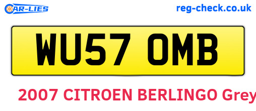 WU57OMB are the vehicle registration plates.