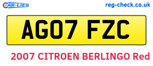 AG07FZC are the vehicle registration plates.