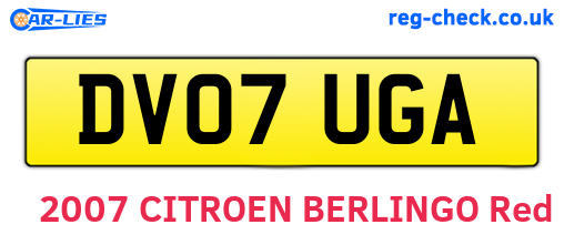 DV07UGA are the vehicle registration plates.