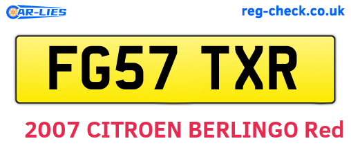 FG57TXR are the vehicle registration plates.