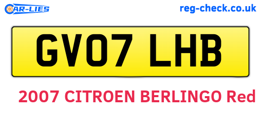 GV07LHB are the vehicle registration plates.