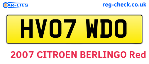 HV07WDO are the vehicle registration plates.