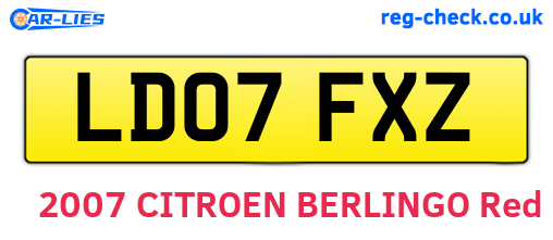 LD07FXZ are the vehicle registration plates.