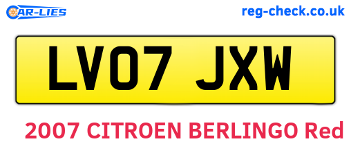 LV07JXW are the vehicle registration plates.