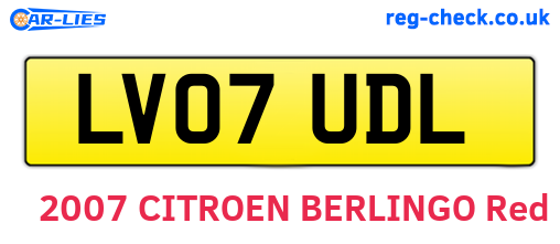 LV07UDL are the vehicle registration plates.