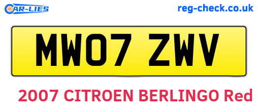 MW07ZWV are the vehicle registration plates.