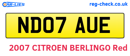 ND07AUE are the vehicle registration plates.