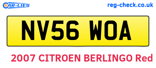 NV56WOA are the vehicle registration plates.