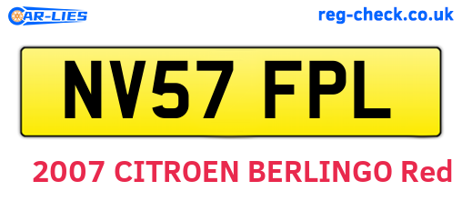 NV57FPL are the vehicle registration plates.