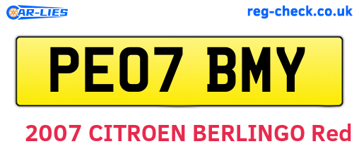 PE07BMY are the vehicle registration plates.