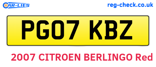 PG07KBZ are the vehicle registration plates.