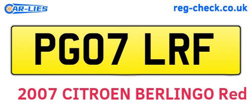 PG07LRF are the vehicle registration plates.