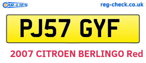 PJ57GYF are the vehicle registration plates.