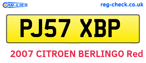 PJ57XBP are the vehicle registration plates.