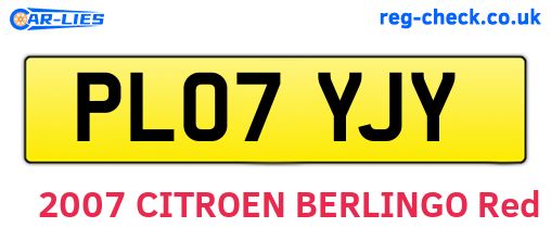 PL07YJY are the vehicle registration plates.