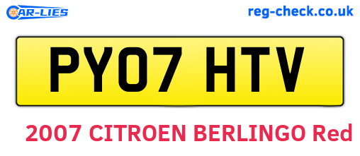 PY07HTV are the vehicle registration plates.
