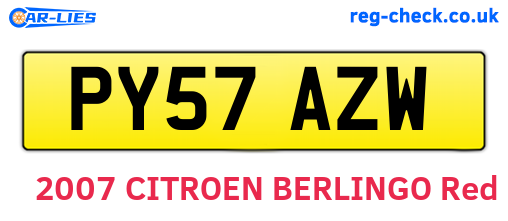 PY57AZW are the vehicle registration plates.