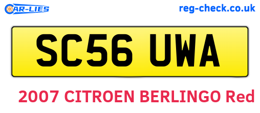 SC56UWA are the vehicle registration plates.