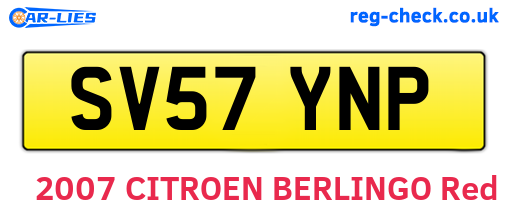 SV57YNP are the vehicle registration plates.