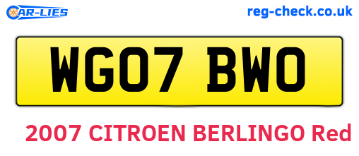 WG07BWO are the vehicle registration plates.