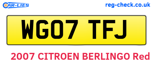 WG07TFJ are the vehicle registration plates.