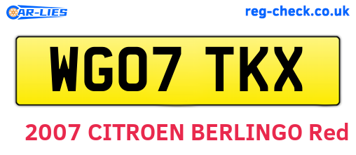 WG07TKX are the vehicle registration plates.