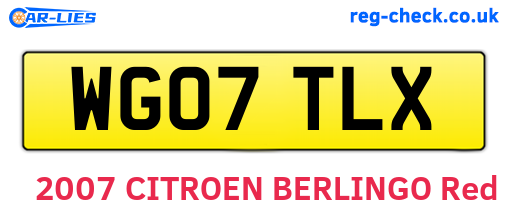WG07TLX are the vehicle registration plates.