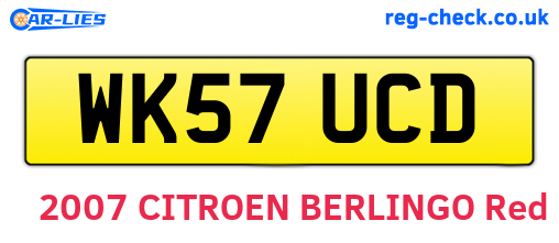 WK57UCD are the vehicle registration plates.