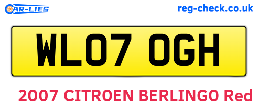 WL07OGH are the vehicle registration plates.