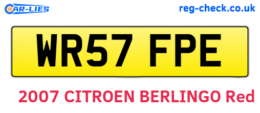 WR57FPE are the vehicle registration plates.