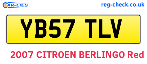 YB57TLV are the vehicle registration plates.