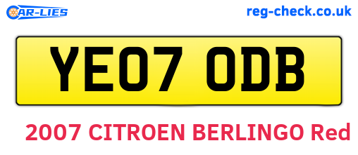YE07ODB are the vehicle registration plates.