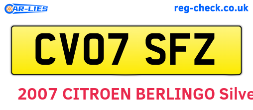 CV07SFZ are the vehicle registration plates.