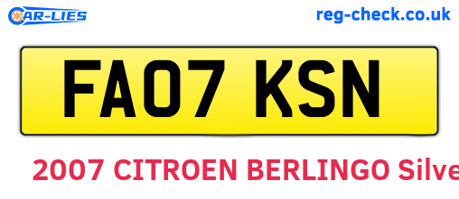 FA07KSN are the vehicle registration plates.