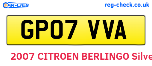 GP07VVA are the vehicle registration plates.