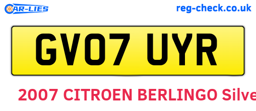 GV07UYR are the vehicle registration plates.