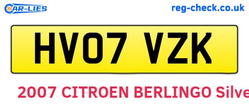HV07VZK are the vehicle registration plates.