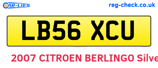 LB56XCU are the vehicle registration plates.